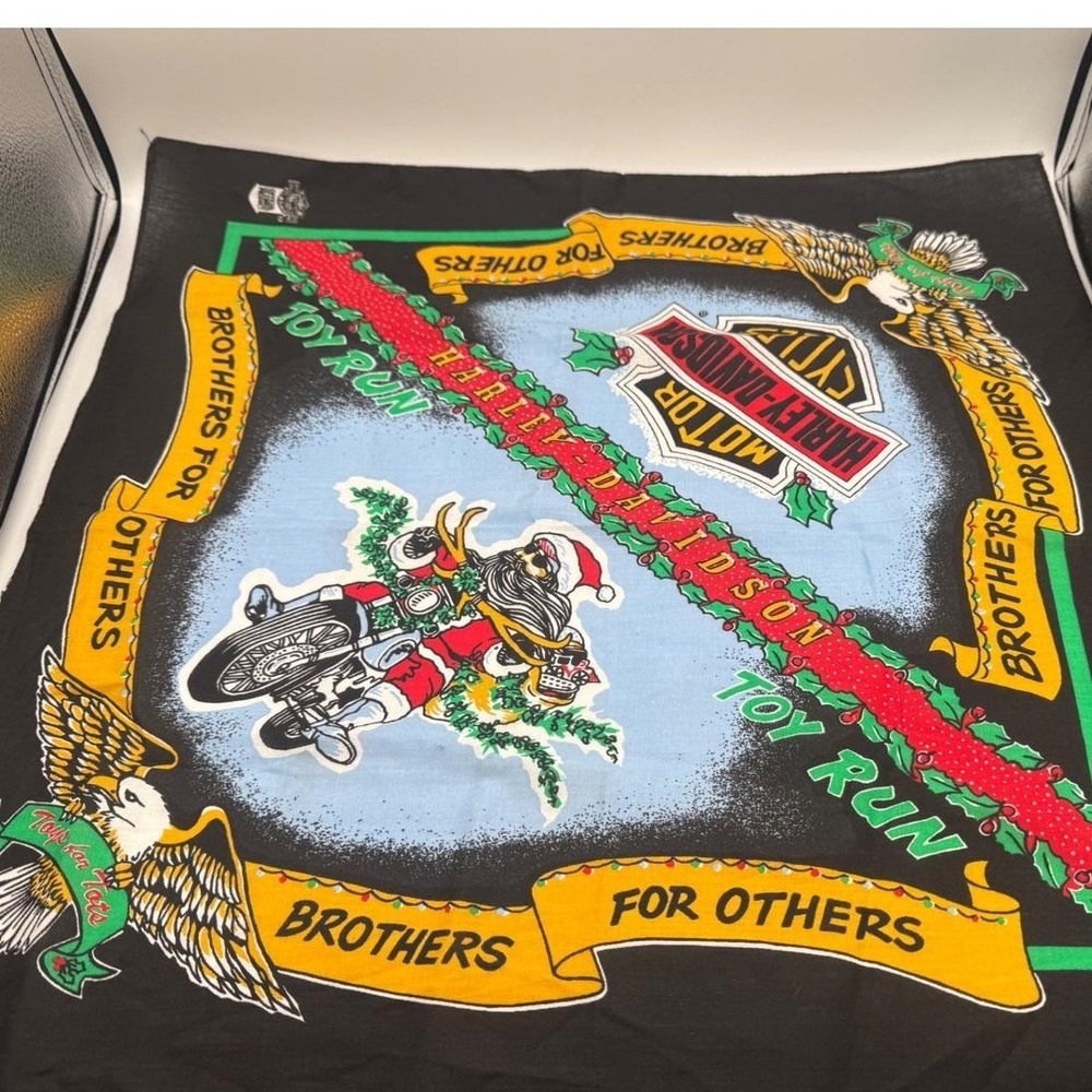 Vintage Harley-Davidson Bandana Toy Run Santa Brothers For Others Made in USA